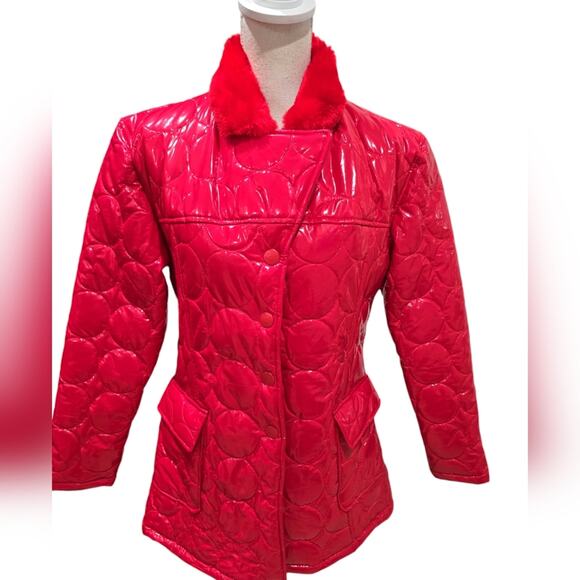 Neutral Zone Vinyl Red Coat - Picture 1 of 7